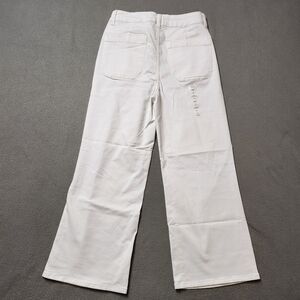 NWOT Denver Hayes white exposed Button fly high rise wide leg crop jeans Sz 10